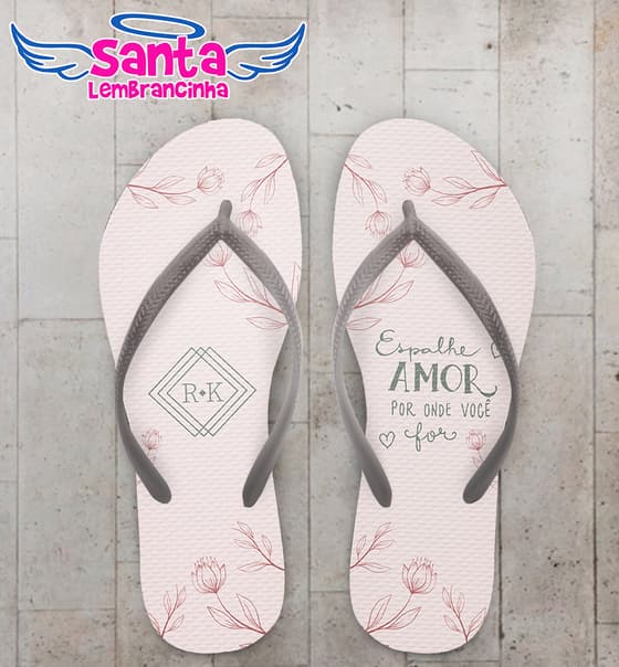 Chinelo Casamento Floral Rosé Personalizado COD 10578