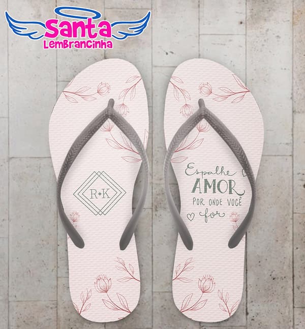 Chinelo Casamento Floral Rosé Personalizado COD 10578