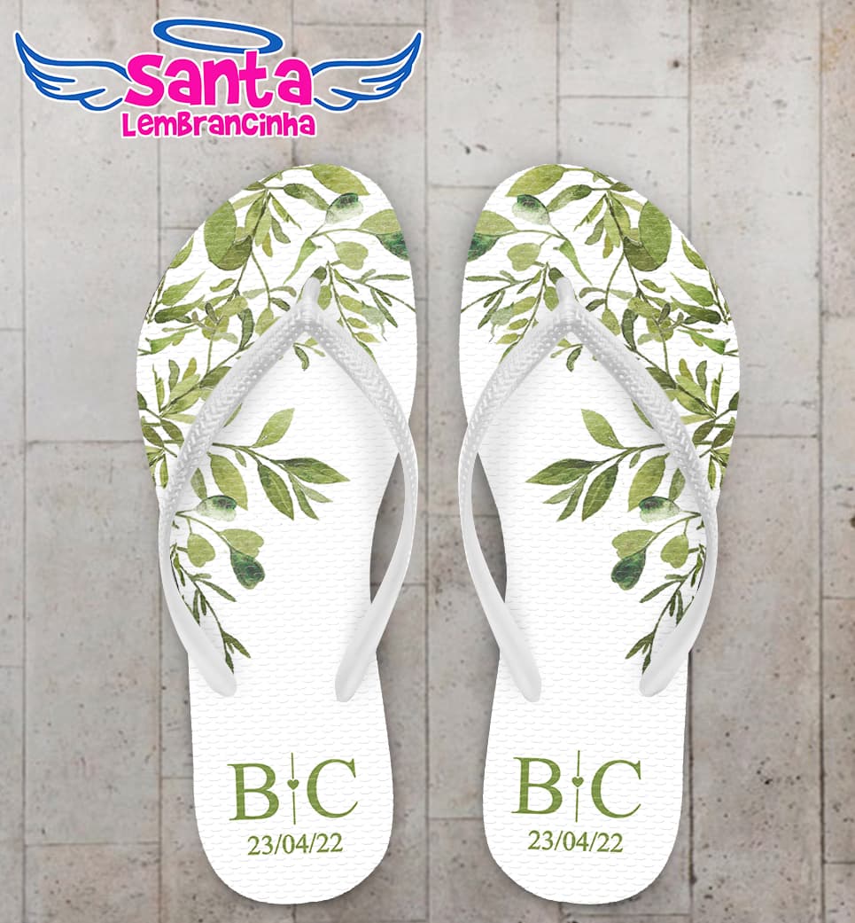 Chinelo Casamento Folhagem Personalizado COD 10703