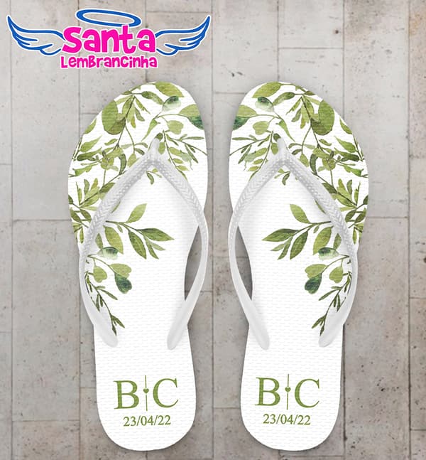Chinelo Casamento Folhagem Personalizado COD 10703