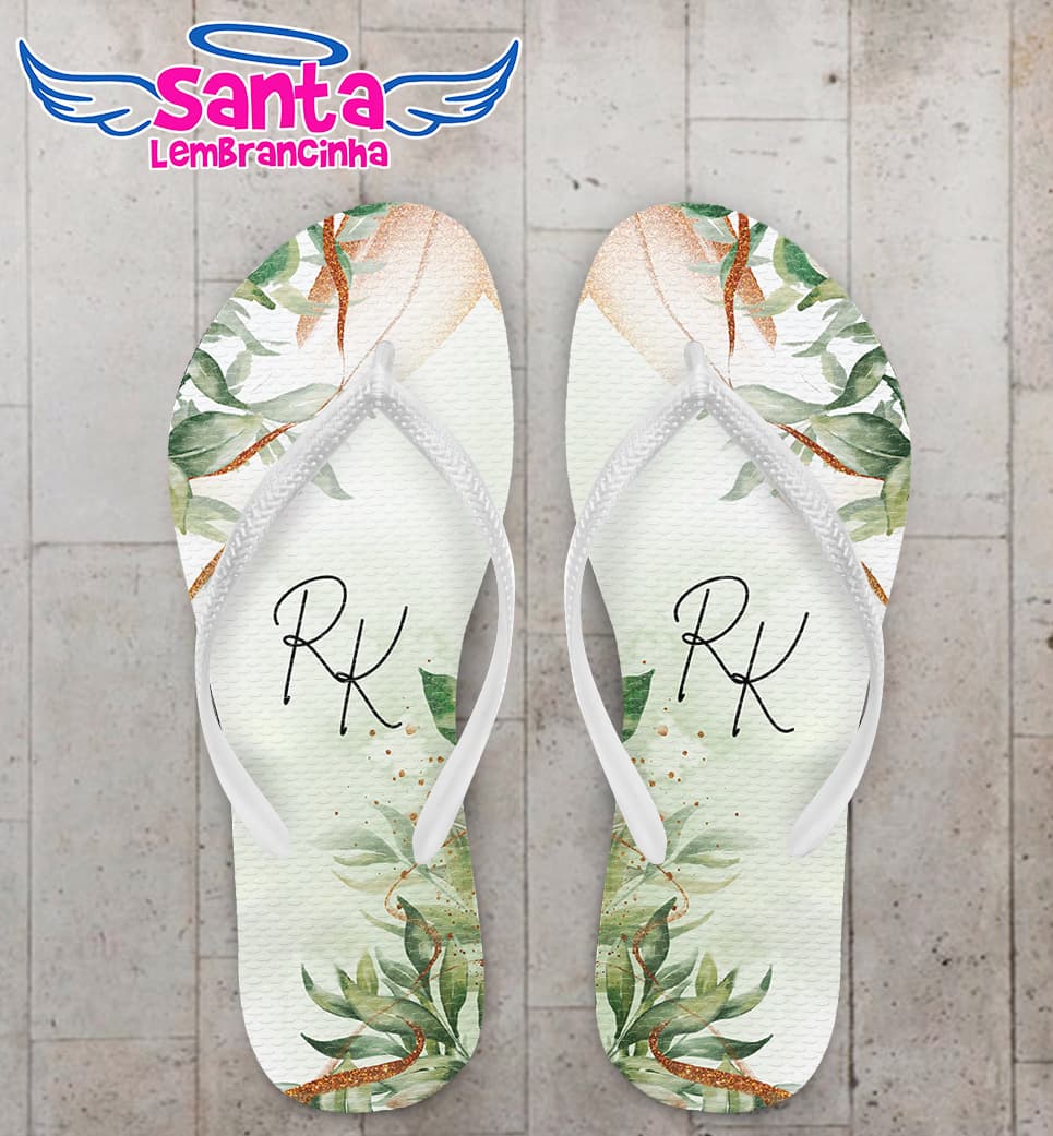 Chinelo Casamento Folhagem Personalizado COD 10585