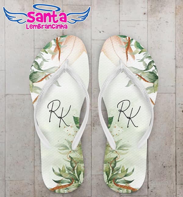Chinelo Casamento Folhagem Personalizado COD 10585
