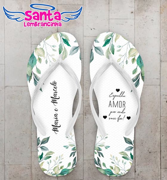 Chinelo Casamento Folhas Personalizado COD 10576