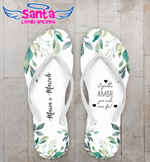 Chinelo Casamento Folhas Personalizado COD 10576