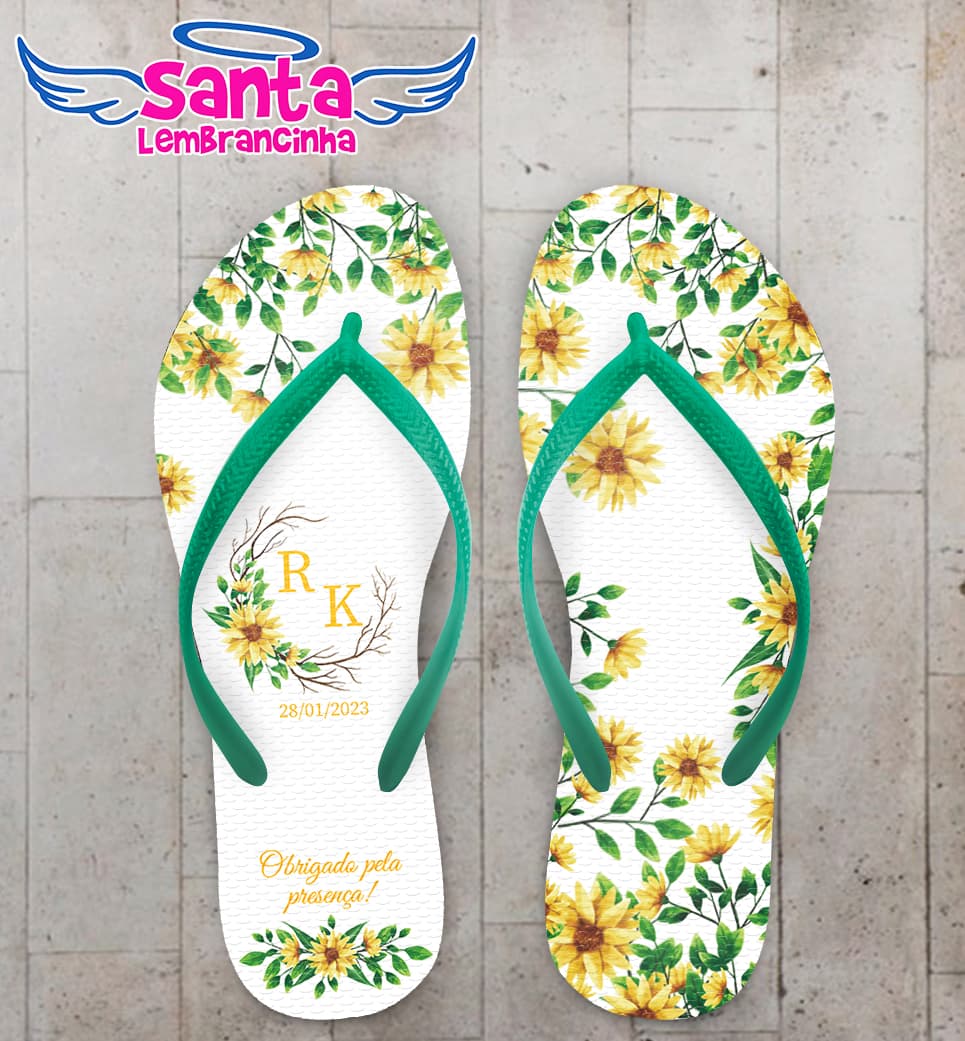 Chinelo Casamento Girassol Personalizado COD 10583