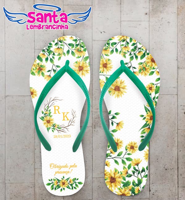 Chinelo Casamento Girassol Personalizado COD 10583