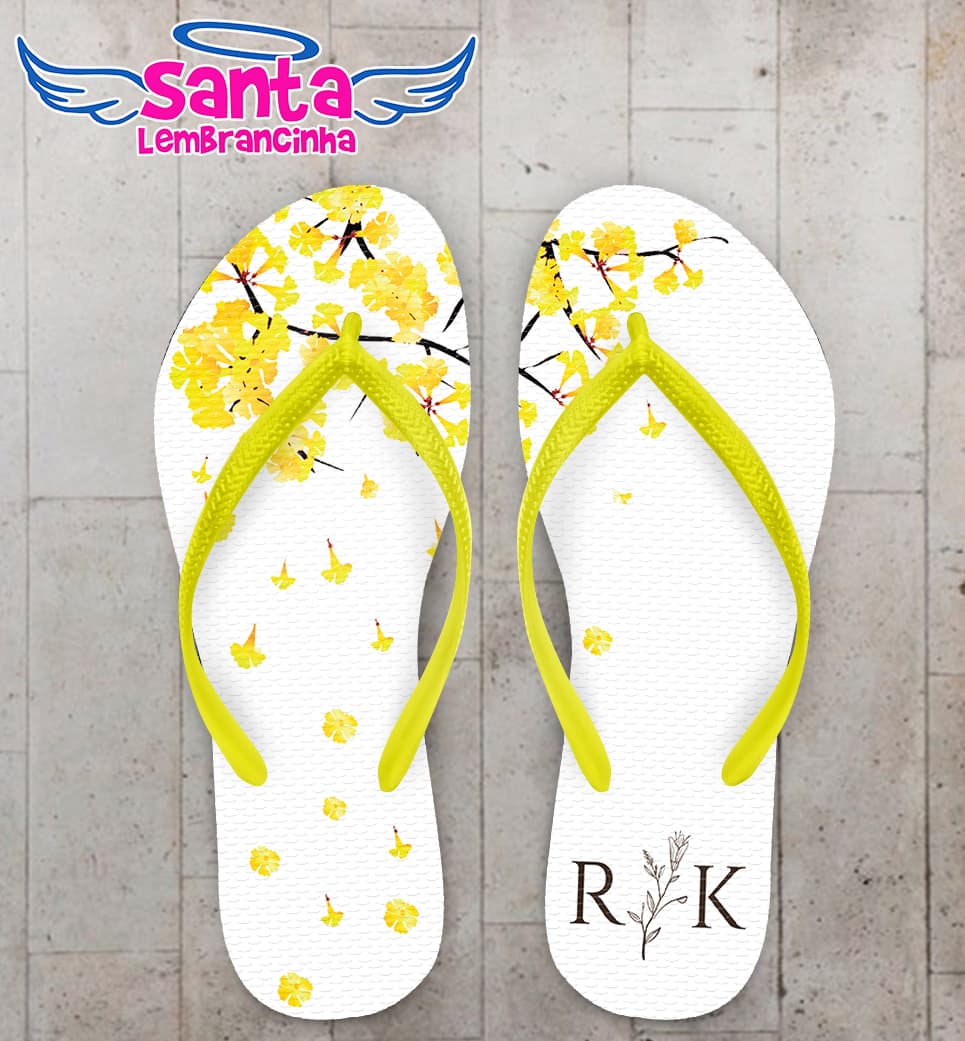 Chinelo Casamento Ipê Amarelo Personalizado COD 10702