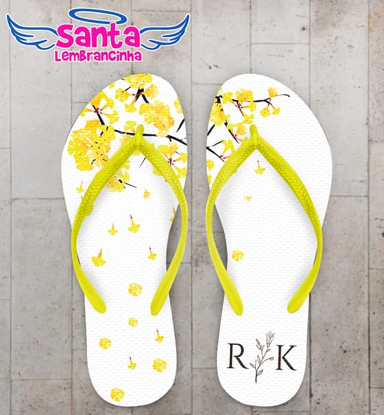 Chinelo Casamento Ipê Amarelo Personalizado COD 10702