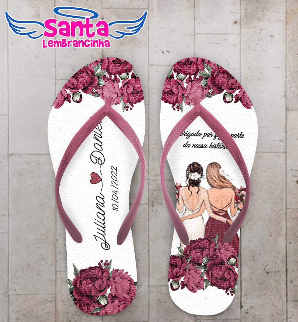 Chinelo Casamento Madrinhas Marsala Personalizado COD 10587