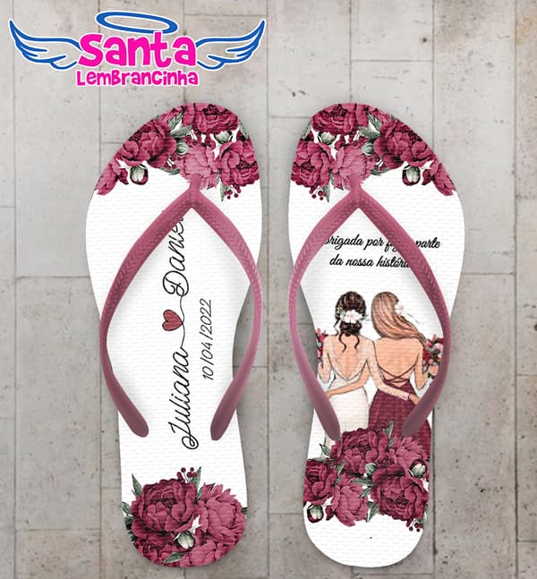 Chinelo Casamento Madrinhas Marsala Personalizado COD 10587