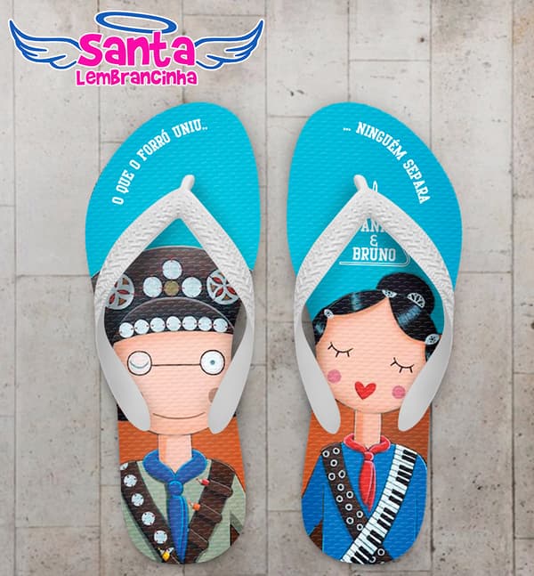 Chinelo Casamento Maria Bonita e Lampião Personalizado COD 10584