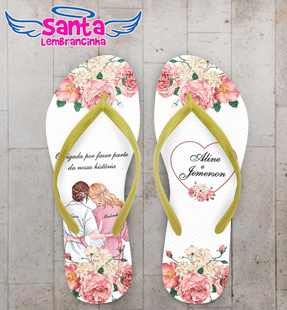 Chinelo Casamento Noiva Madrinha Rosa Personalizado COD 10590