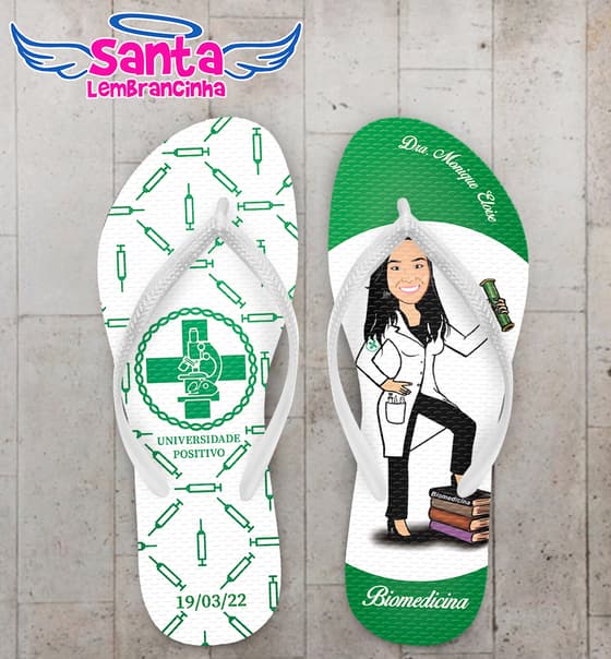 Chinelo Formatura Biomedicina Caricatura Personalizado COD 10603