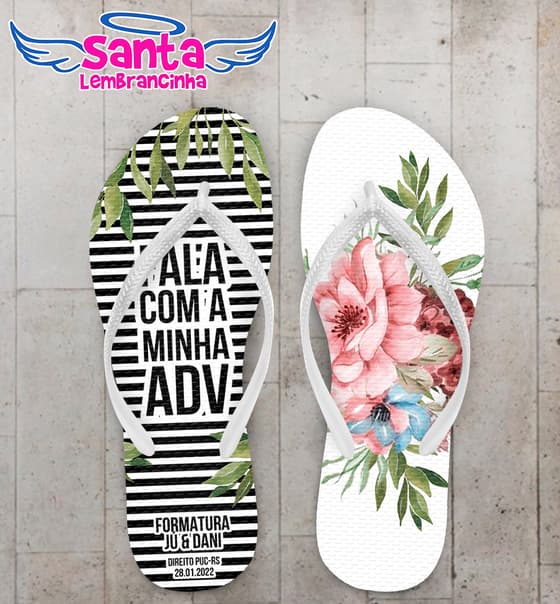 Chinelo Formatura Direito Floral Personalizado COD 10604