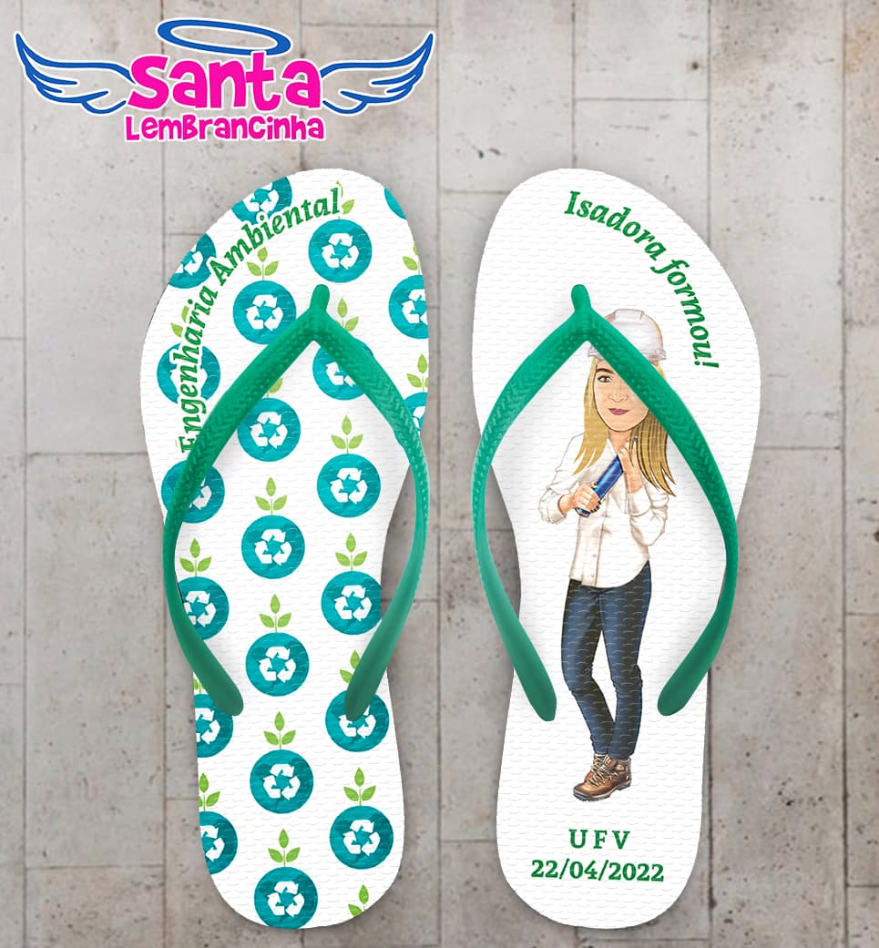 Chinelo Formatura Engenharia Ambiental Caricatura Personalizado COD 10608