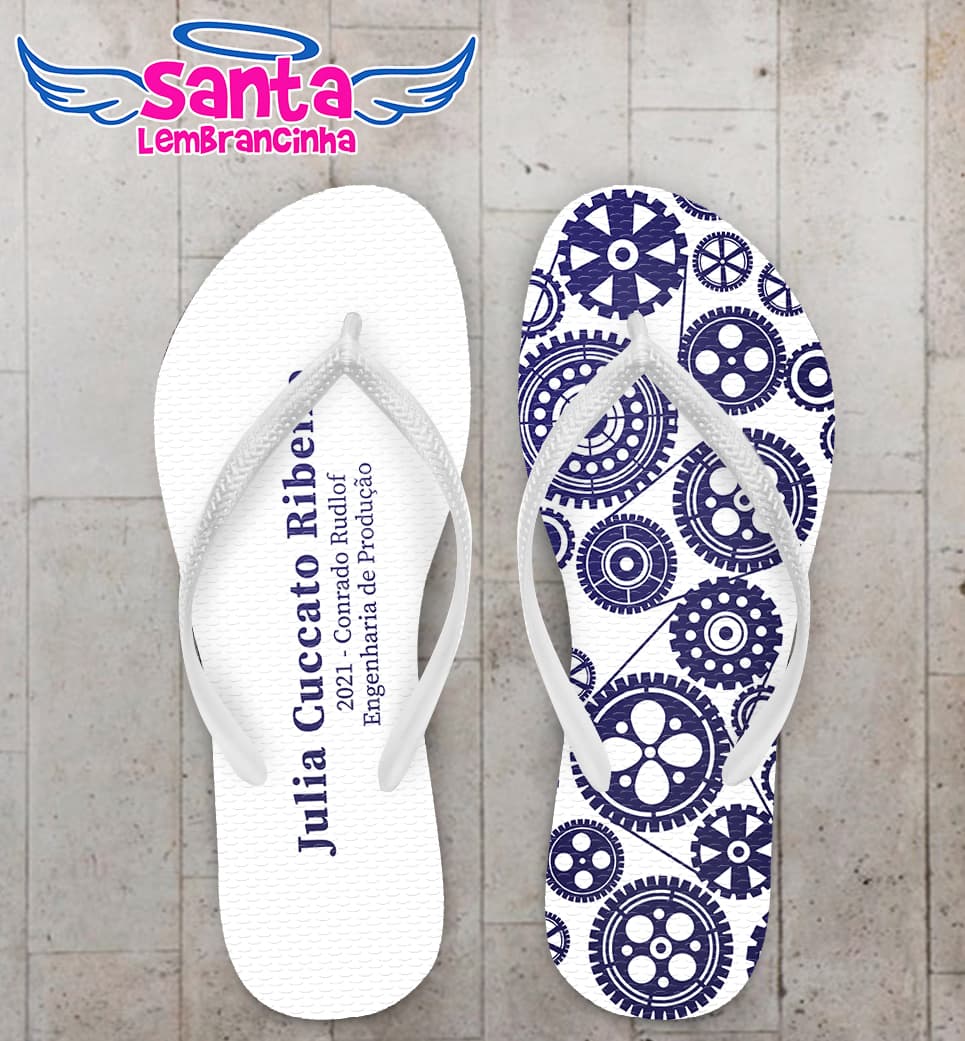Chinelo Formatura Engenharia de Produção Engrenagens Personalizado COD 10610