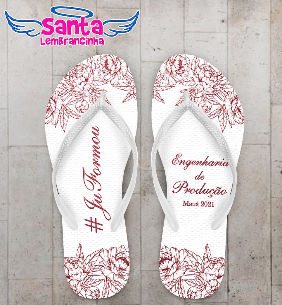 Chinelo Formatura Engenharia de Produção Floral Personalizado COD 10609
