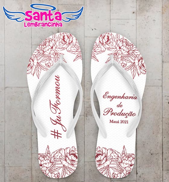 Chinelo Formatura Engenharia de Produção Floral Personalizado COD 10609