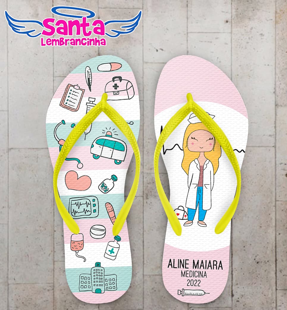 Chinelo Formatura Medicina Cores Pastel Personalizado COD 10614