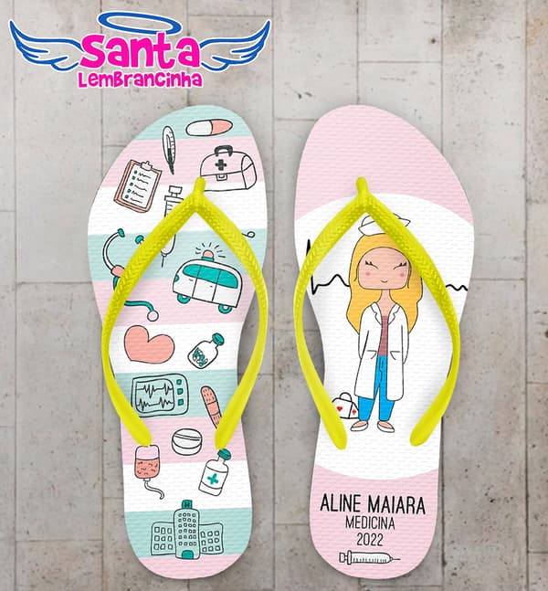 Chinelo Formatura Medicina Cores Pastel Personalizado COD 10614