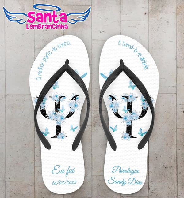 Chinelo Formatura Psicologia Floral Personalizado COD 10621