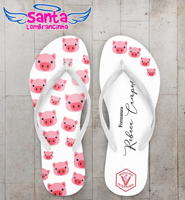 Chinelo Formatura Veterinária Porquinho Personalizado COD 10624