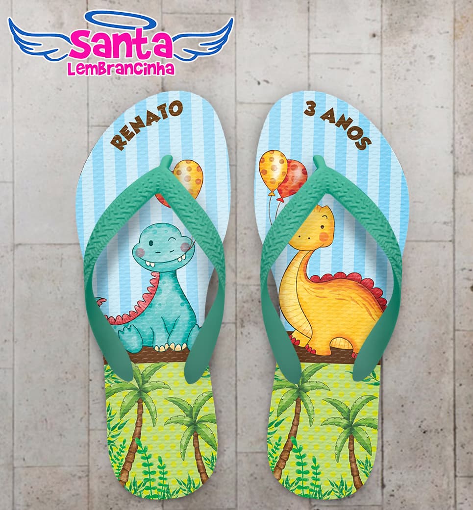 Chinelo Infantil Aniversário Dino Personalizado COD 10643