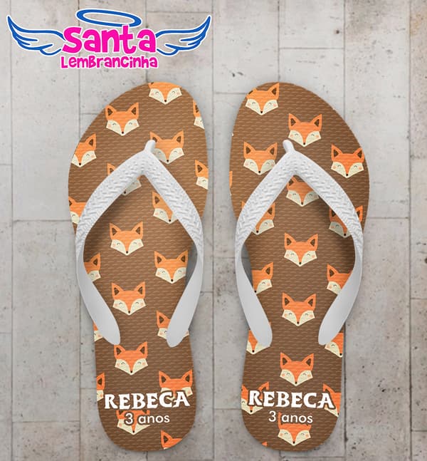 Chinelo Infantil Raposinha Personalizado COD 10689