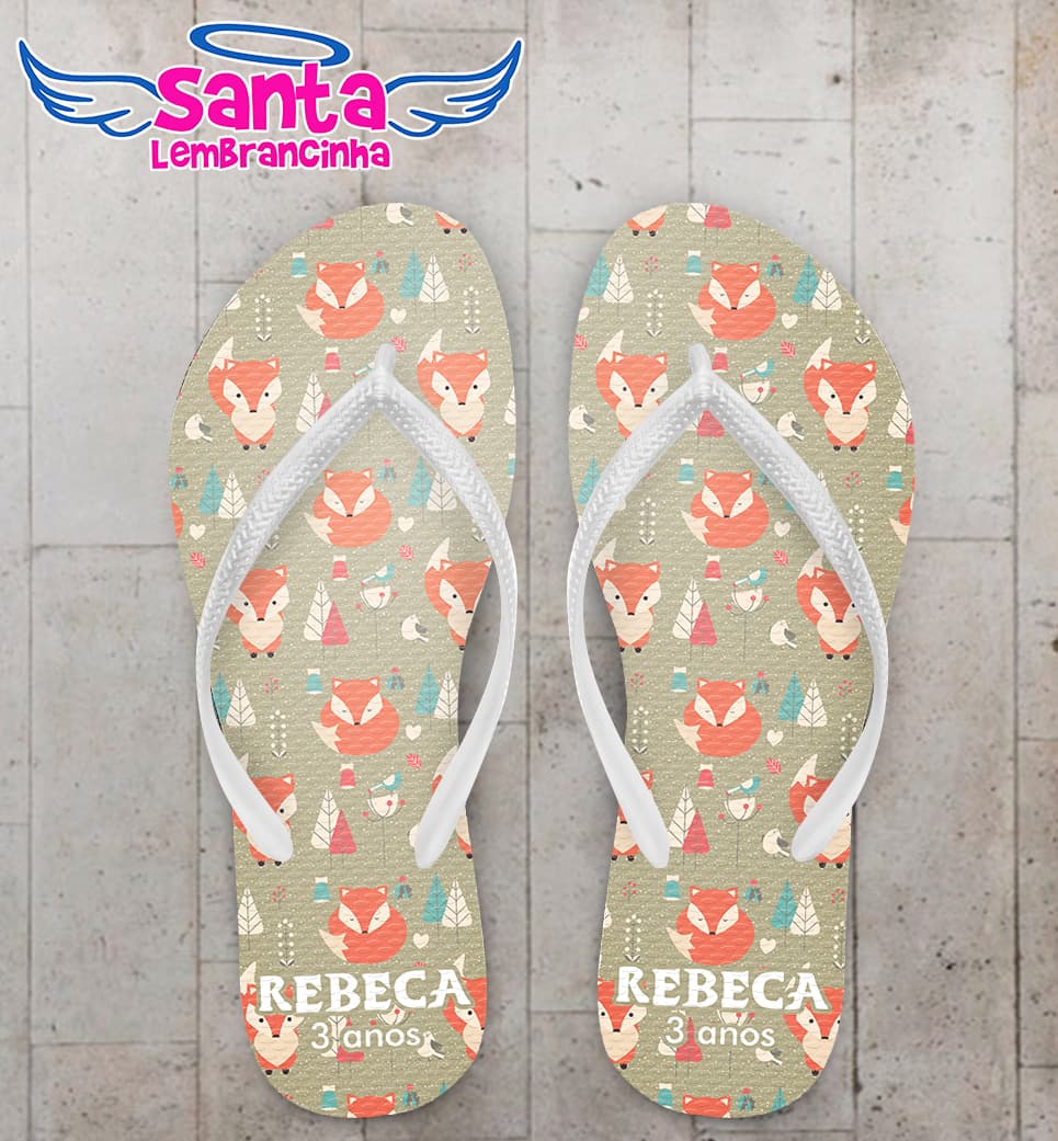 Chinelo Infantil Raposinha Personalizado COD 10688