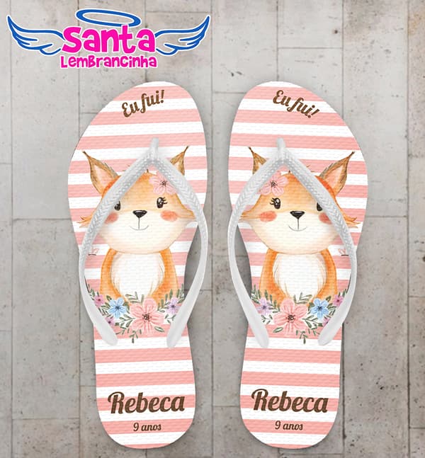 Chinelo Infantil Raposinha Personalizado COD 10687