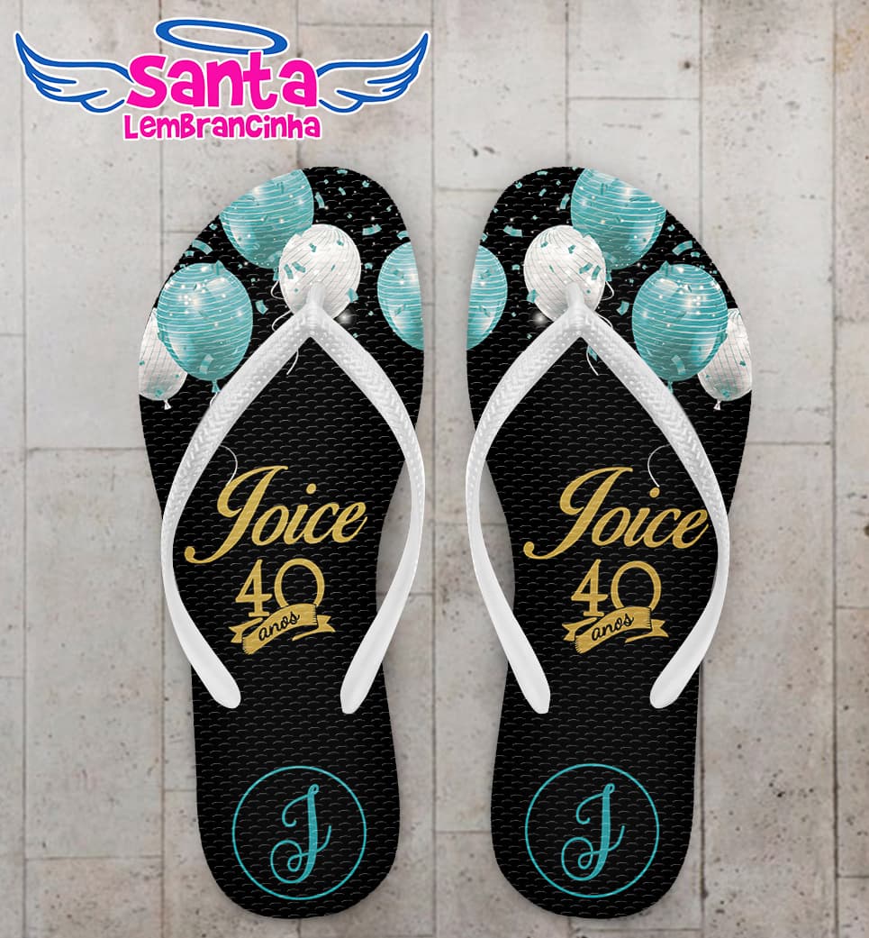 Chinelo Aniversário Balão Personalizado COD 10707