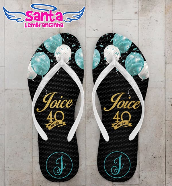 Chinelo Aniversário Balão Personalizado COD 10707