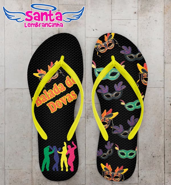 Chinelo Aniversário Máscaras Personalizado COD 10705