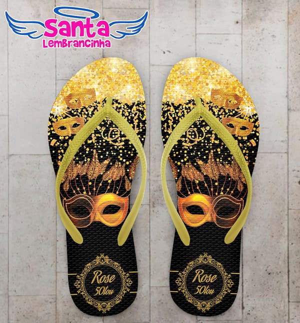 Chinelo Aniversário Máscaras Personalizado COD 10708