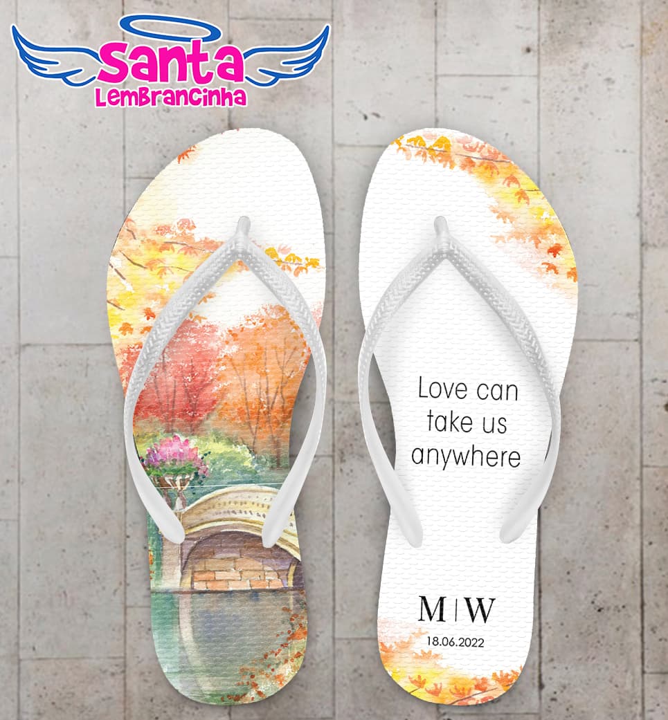 Chinelo Casamento Aquarela Personalizado COD 10715