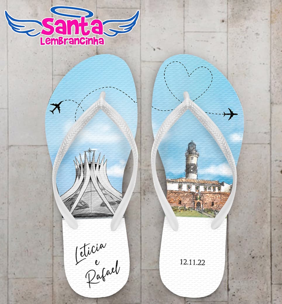 Chinelo Casamento Bahia e Brasília Personalizado COD 10723