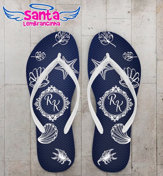 Chinelo Casamento Conchas Personalizado COD 10796