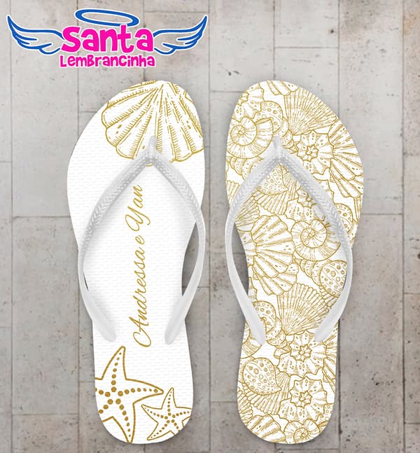 Chinelo Casamento Conchas Personalizado COD 10793