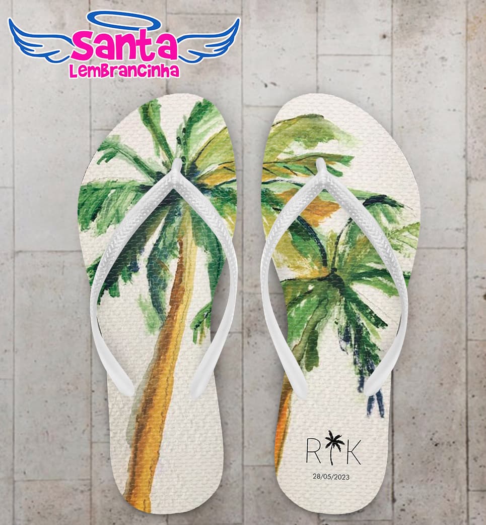 Chinelo Casamento Coqueiro Personalizado COD 10717