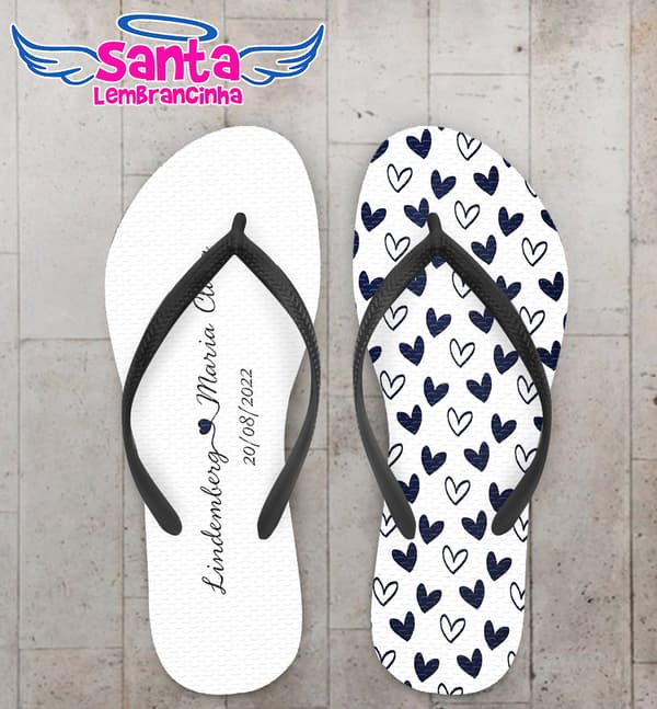Chinelo Casamento Corações Personalizado COD 10757