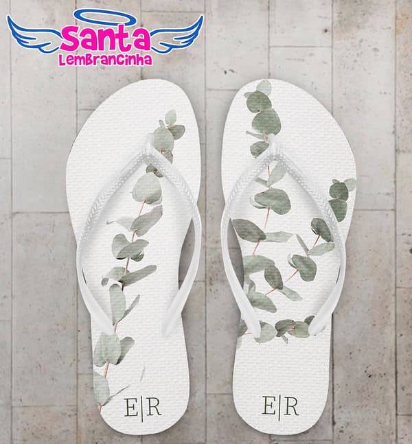 Chinelo Casamento Eucalipto Personalizado COD 10719