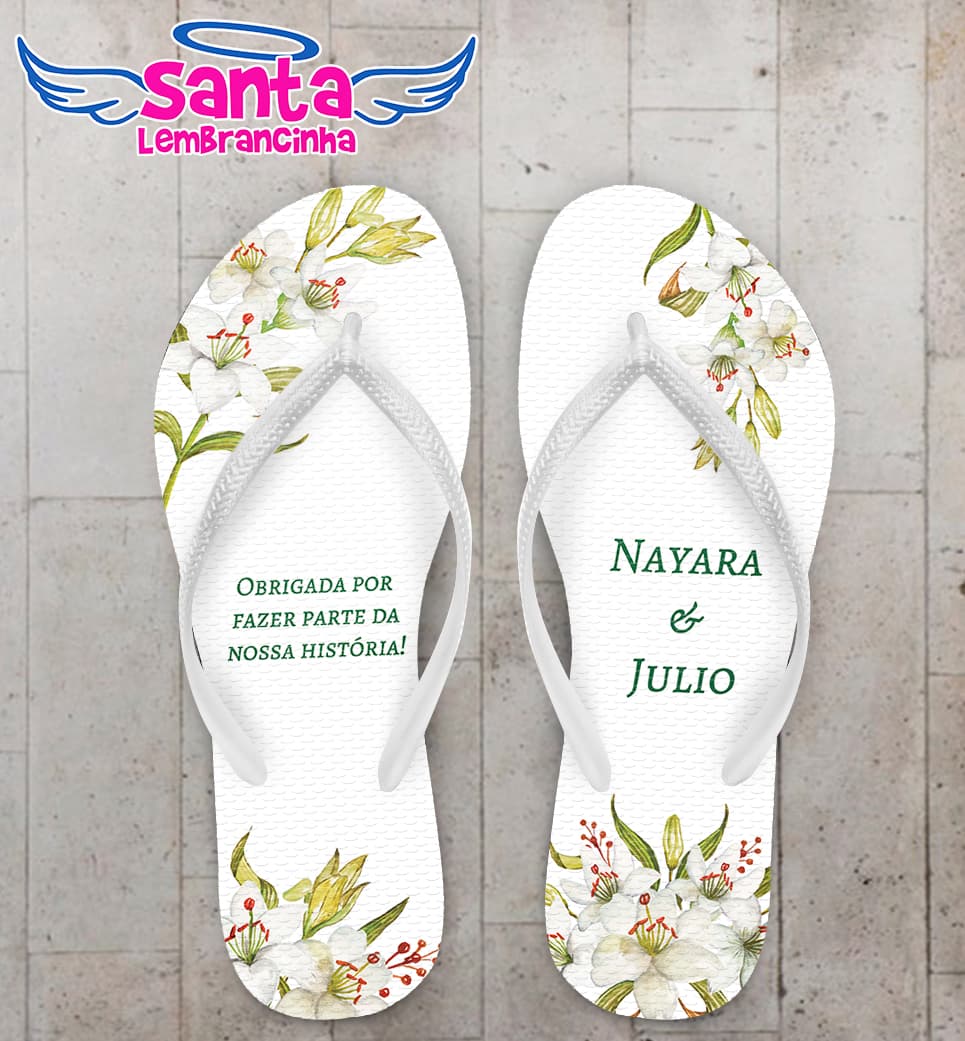 Chinelo Casamento Floral Personalizado COD 10775
