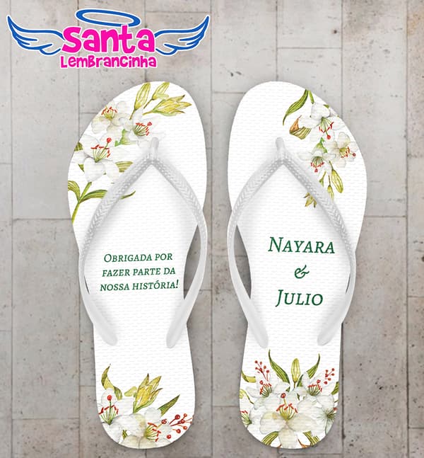 Chinelo Casamento Floral Personalizado COD 10775