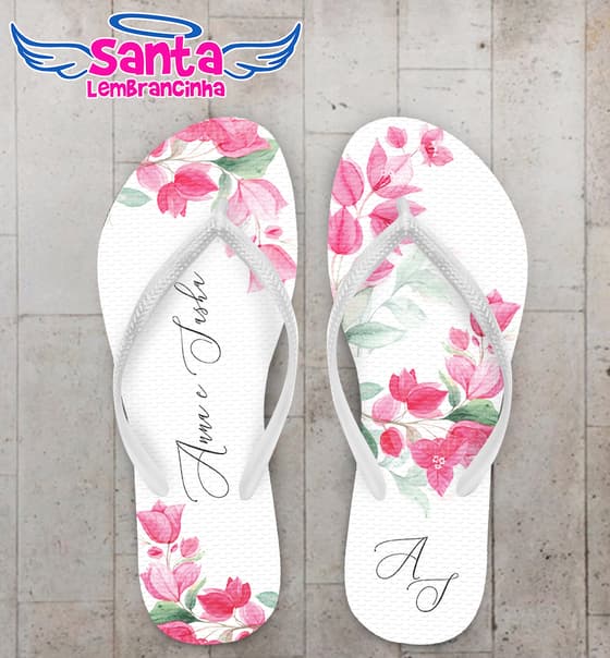 Chinelo Casamento Floral Personalizado COD 10785