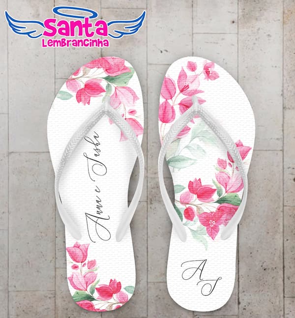 Chinelo Casamento Floral Personalizado COD 10785