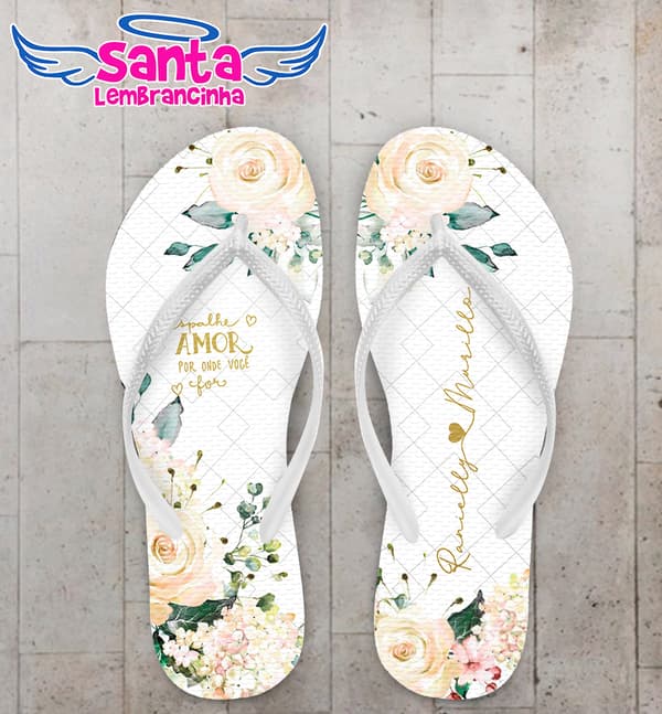 Chinelo Casamento Floral Personalizado COD 10795