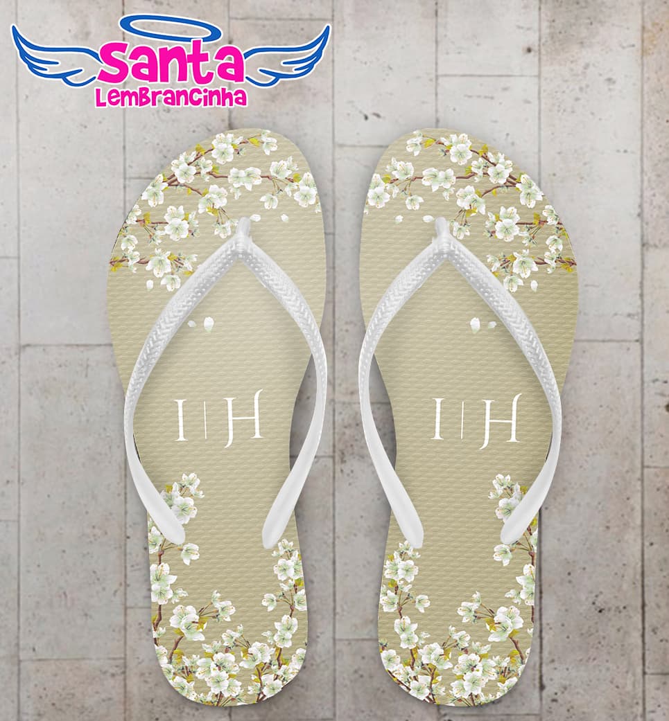 Chinelo Casamento Floral Personalizado COD 10803