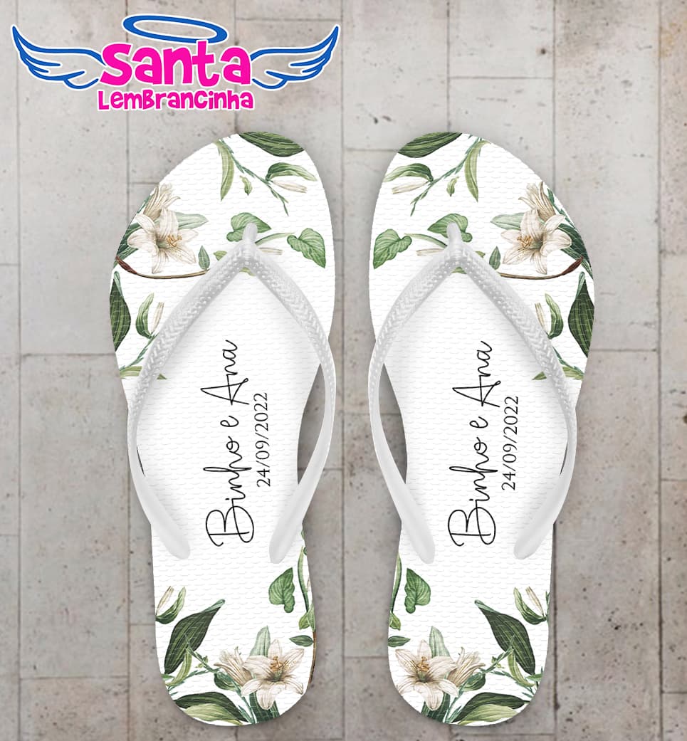 Chinelo Casamento Floral Personalizado COD 10724