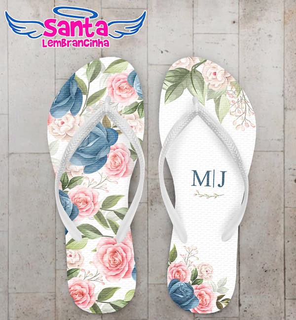 Chinelo Casamento Floral Personalizado COD 10735