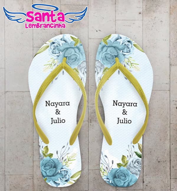 Chinelo Casamento Floral Personalizado COD 10729